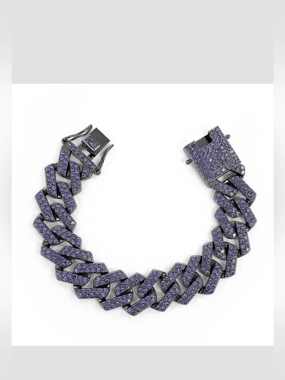 Invicta Elements Men’s Purple Pavé Rhinestone Cuban Link Bracelet 9” NWT Dustbag